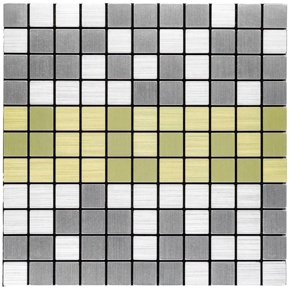 Самоклеющаяся алюминиевая плитка 300х300х3мм Серебряная с золотом мозаика SW-00001826 Киев - изображение 1