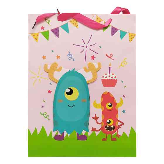 Подарунковий пакет "Монстрики" 2373L, 40 х 30 х 0,1 Рожевий Вінниця