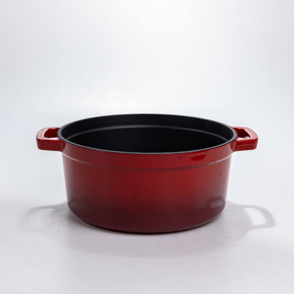Каструля чавунна 4.5 л емальована з кришкою посуд для тушкування запікання томління кухонна Червона HP-1-19-RED Київ - фото 2