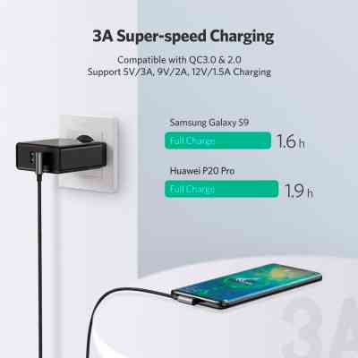 Дата кабель USB 2.0 AM to USB-C 3.0m 3A 90° corner US176 black Ugreen (70875) Вінниця