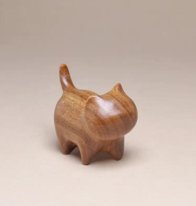 Декоративна фігурка кота з сандалового дерева 5×4 см Київ - фото 4