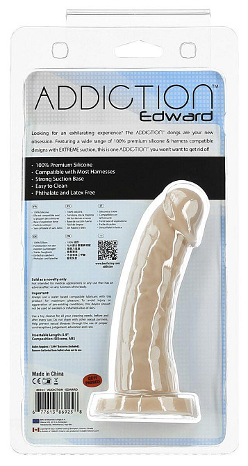 Вигнутий фалоімітатор на присосці ADDICTION — Edward 6″ Curved Dong, віброкуля в подарунок Sex Aura Київ - фото 7