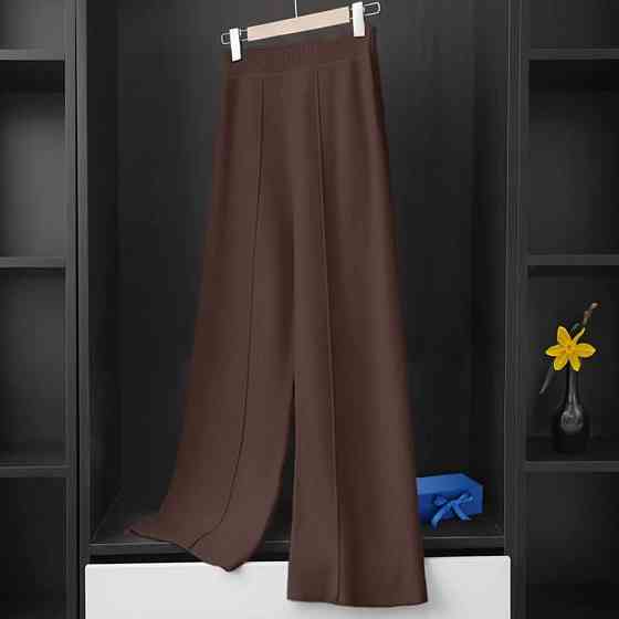 Женские теплые базовые брюки из мелкого плотного рубчика ангоры Шоколад, 42/46 Одесса