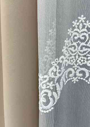 Комплект штор VR-Textil Bagema Rvs 150х270 2шт і Тюль 600х270 1545ш-1704т Бежевий з білим 71-114/5 Київ