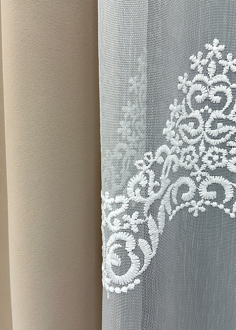 Комплект штор VR-Textil Bagema Rvs 150х270 2шт і Тюль 600х270 1545ш-1704т Бежевий з білим 71-114/5 Київ - фото 5