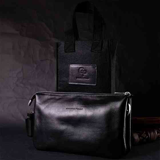 Розкішний жіночий клатч із натуральної шкіри GRANDE PELLE 11657 Чорний Київ