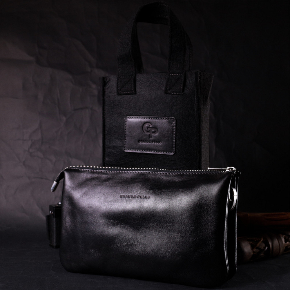 Розкішний жіночий клатч із натуральної шкіри GRANDE PELLE 11657 Чорний Київ - фото 2