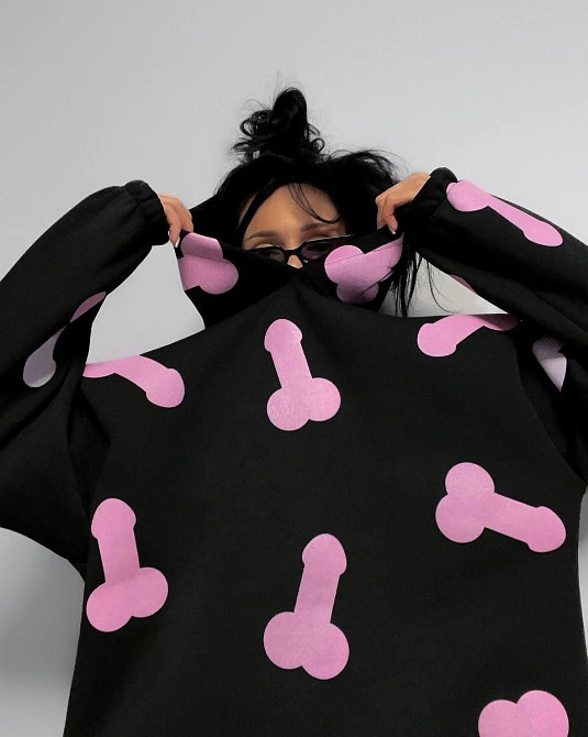 Жіноче тепле ОХУЕ*** худі оверсайз крою на фіксаторах тринитка на флісі Чорний Одеса - фото 9