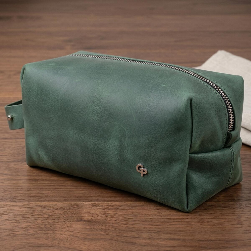 Шкіряна косметичка унісекс GRANDE PELLE 11573 Зелений Київ - фото 11