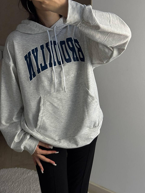 Женская повседневная оверсайз худи с накатом турецкая двунитка Меланж Одесса - изображение 1