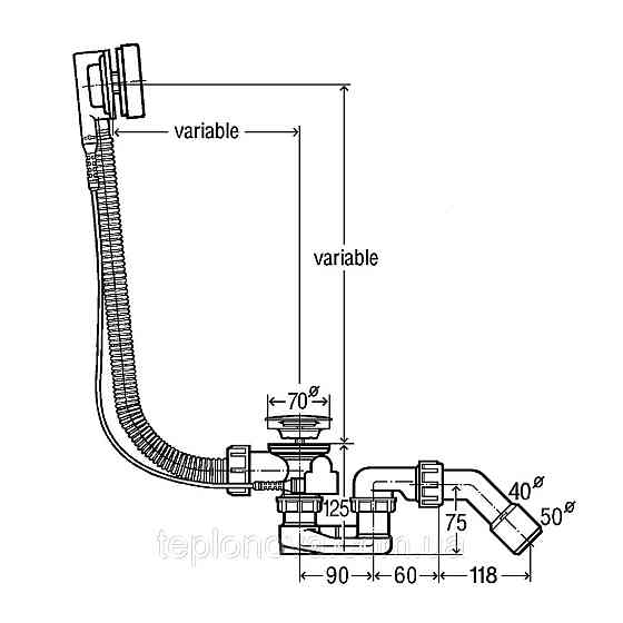 Сифон для ванны Simplex VIEGA автомат (удлиненный) 595678 Черновцы