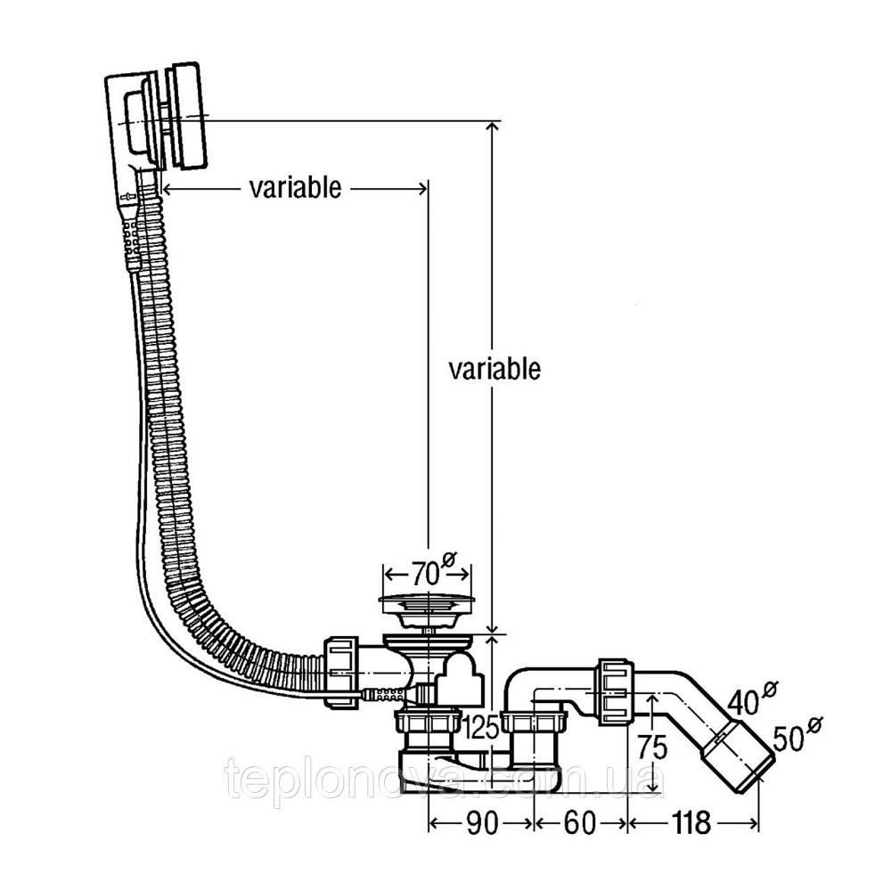 Сифон для ванны Simplex VIEGA автомат (удлиненный) 595678 Черновцы - изображение 3