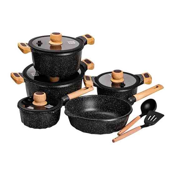 Набір посуду, комплект з 4 каструль і сковорідок, MGC, чорний HP-4-404B Коломия