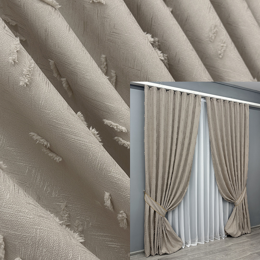 Комплект штор VR-Textil Льон Букле № 1887ш Бежевий 200х290 см 2 шт (32-246) Київ - фото 1
