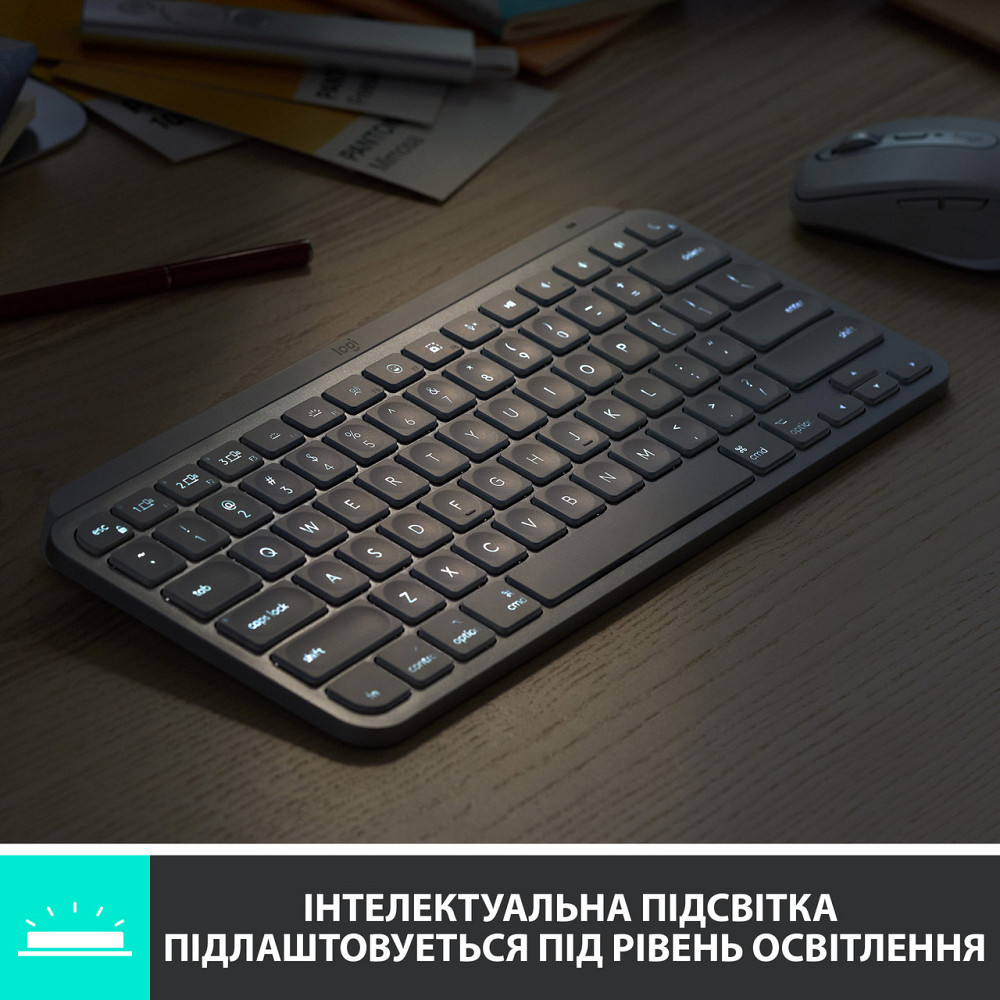 Клавіатура бездротова Logitech MX Keys Mini For Mac Minimalist Wireless Illuminated Pale Grey (920-010526) ( Сірий ) Харків - фото 4