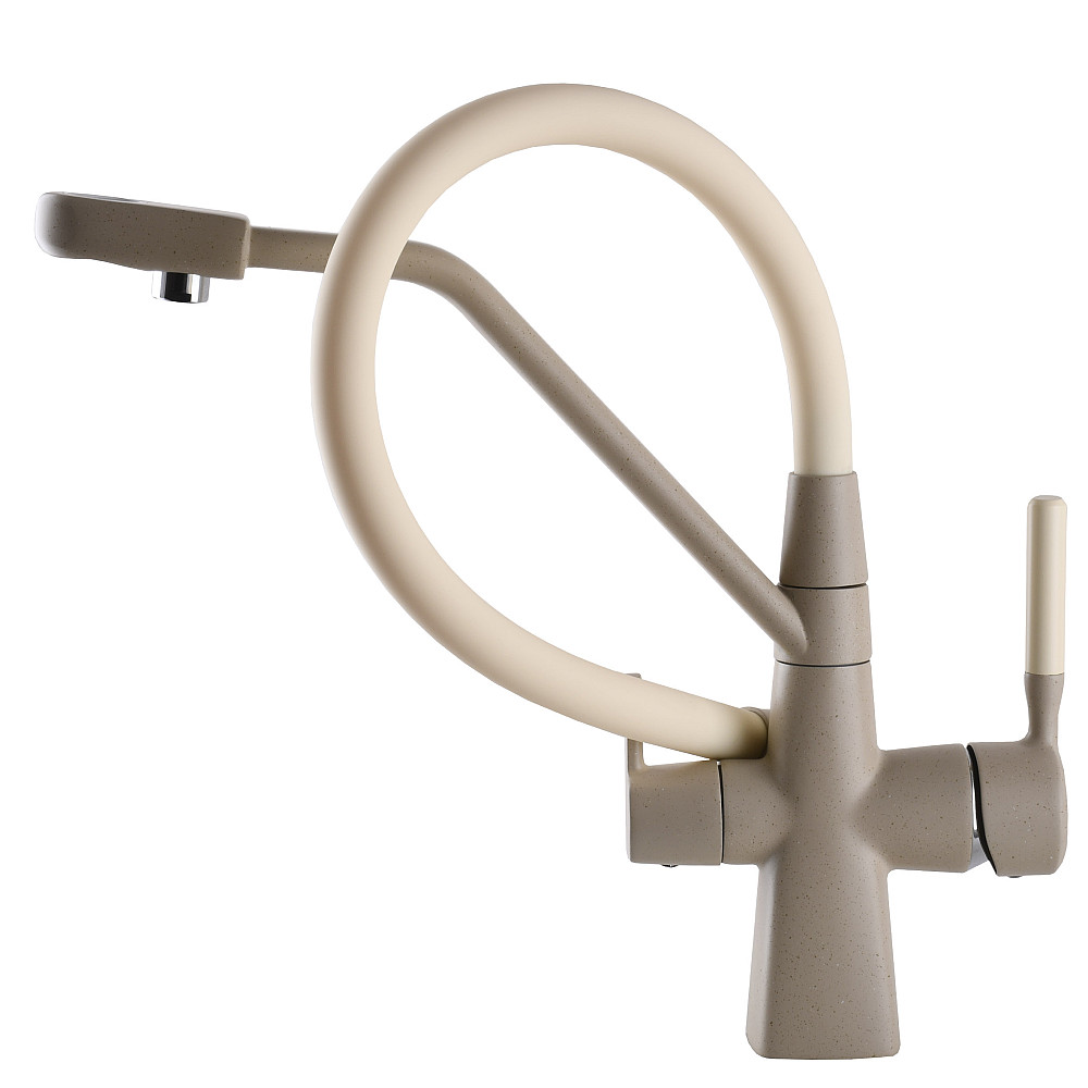 Змішувач для кухні під осмос Globus Lux GLLR-0700-L-04-06 гофрований  на гайці латунь, Беж-Бежевий Луцк - изображение 7