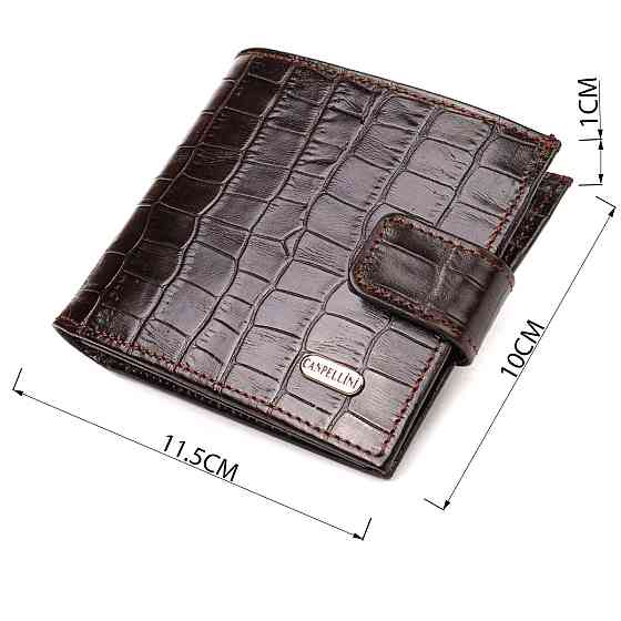 Гаманець для чоловіків горизонтального формату з натуральної шкіри з тисненням під крокодила CANPELLINI 21770 Коричневий Київ
