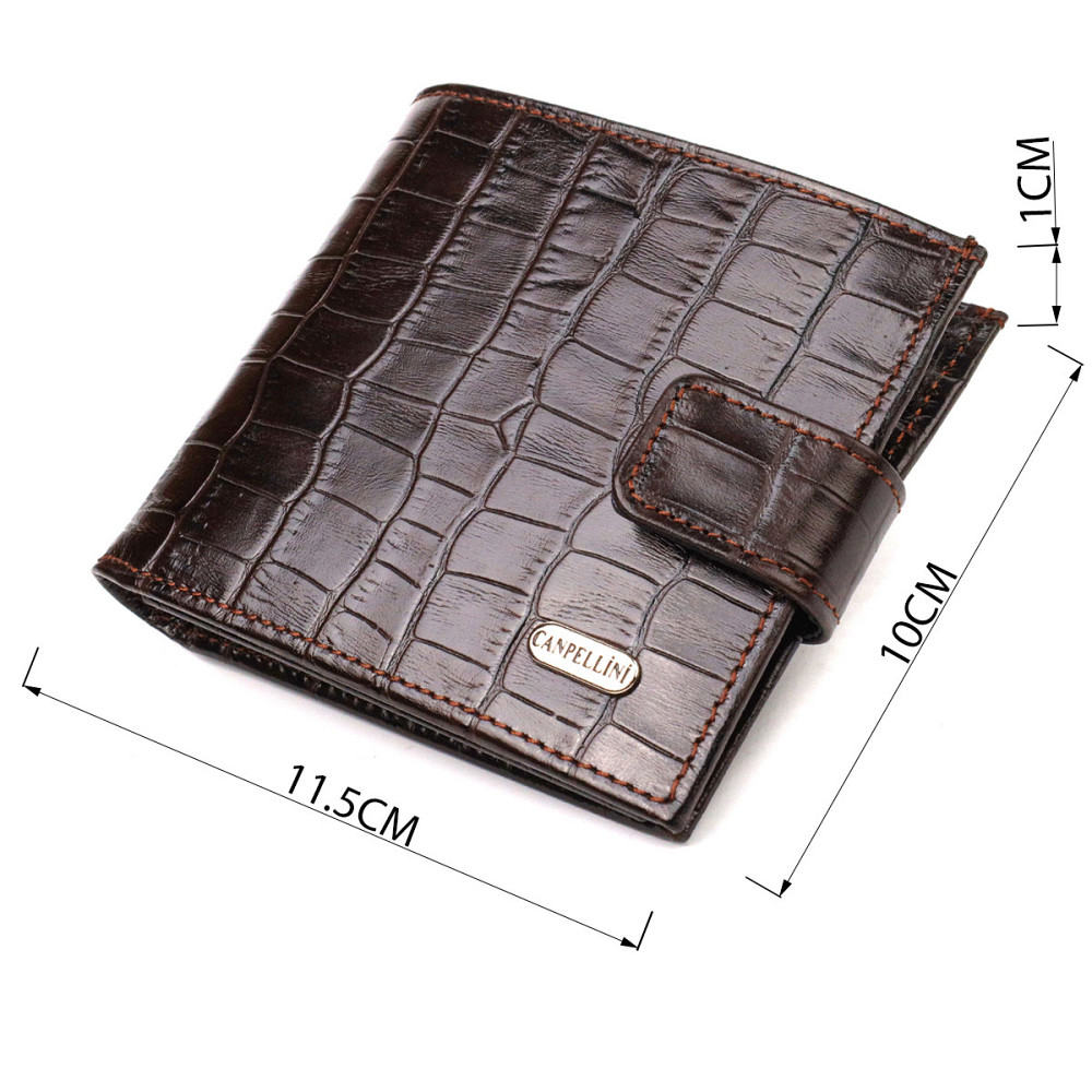 Кошелек для мужчин горизонтального формата из натуральной кожи с тиснением под крокодила CANPELLINI 21770 Киев - изображение 4