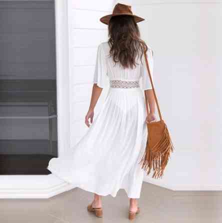 Пляжний халат середньої довжини білий Київ