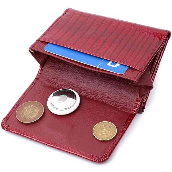 Стильный женский фактурный кошелек из натуральной кожи Красный (ST Leather) Киев