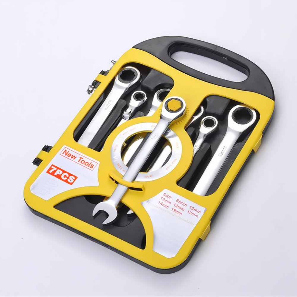 Набір рожково-накидних комбінованих ключів 7 шт, 8-19 мм гайкові для ремонту з тріскачкою в кейсі Кам'янець-Подільський - фото 2