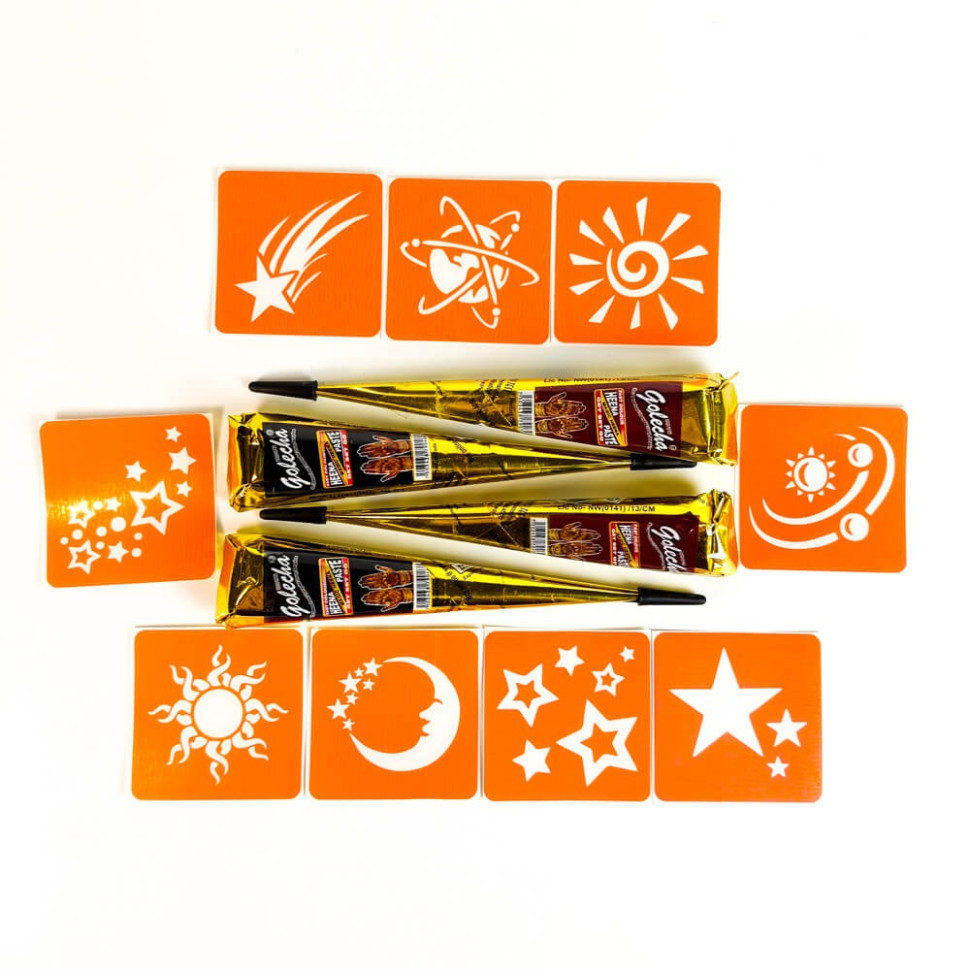 Набір хни з трафаретами для біо-тату №11 henna-set-11, 9 трафаретів Вінниця - фото 2