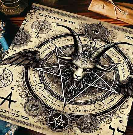 Вівтарна скатертина для Таро та рун з пентаграмою і символом Бафомета 49×49 см Київ
