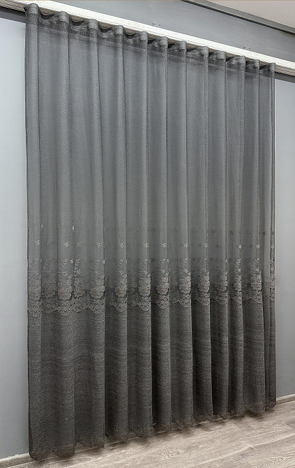 Тюль VR-Textil 1639т Greta Жаккард Графитовый 300х270 см (42-0605) Киев - изображение 3