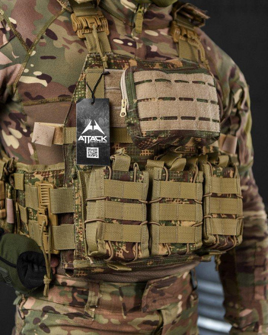 Плитоноска с подсумками 4 точки сброса Attack кордура хищник много подсумок Одесса - изображение 1