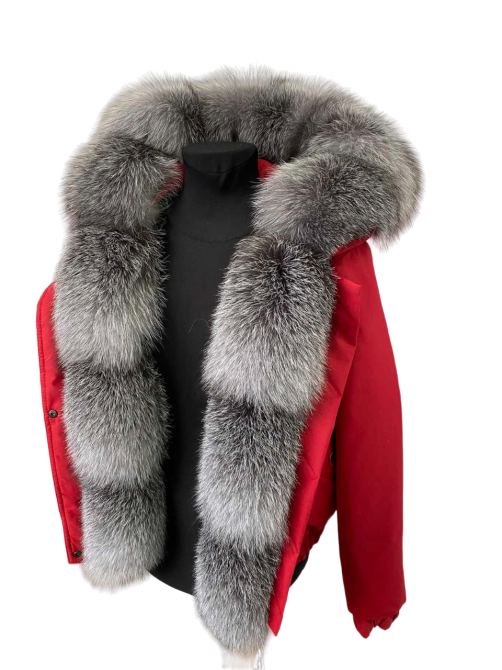 Бомбер жіночий з хутром блюфрост Червоний 56 Харків - фото 4