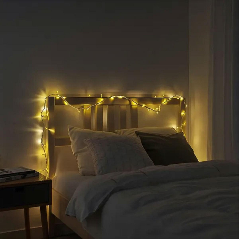 Новорічна кімнатна гірлянда нитка 6 м 50 LED білий провід Жовтий W50LED6MWY Київ - фото 7