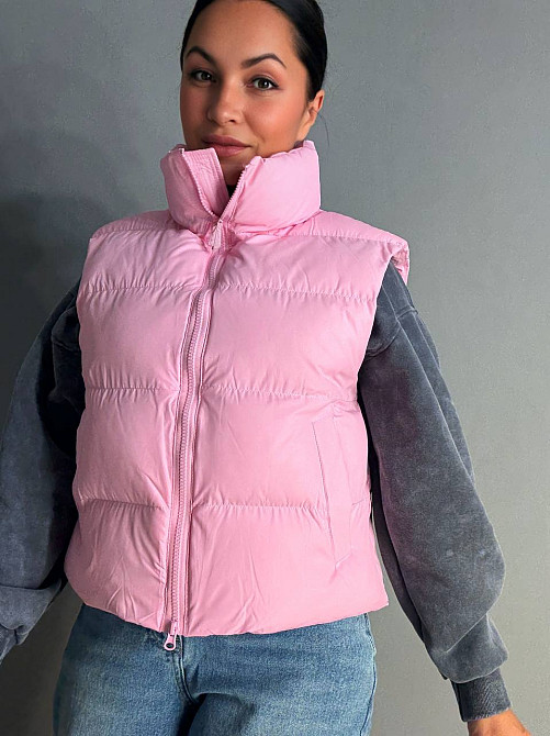 Жилетка женская A-N 10013 дутая без капюшона розовая, розовый, 44 Киев - изображение 1