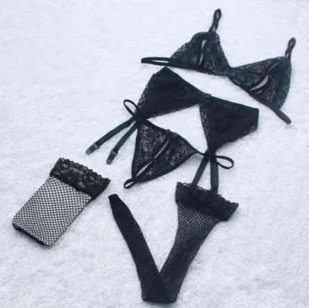 Комплект нижньої білизни з панчохами в сітку 42 чорний Київ