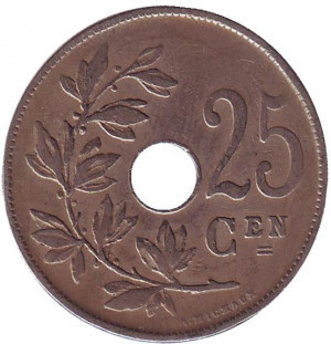 25 сантимів. 1922 рік, Бельгія. (Belgie) Полтава - фото 1