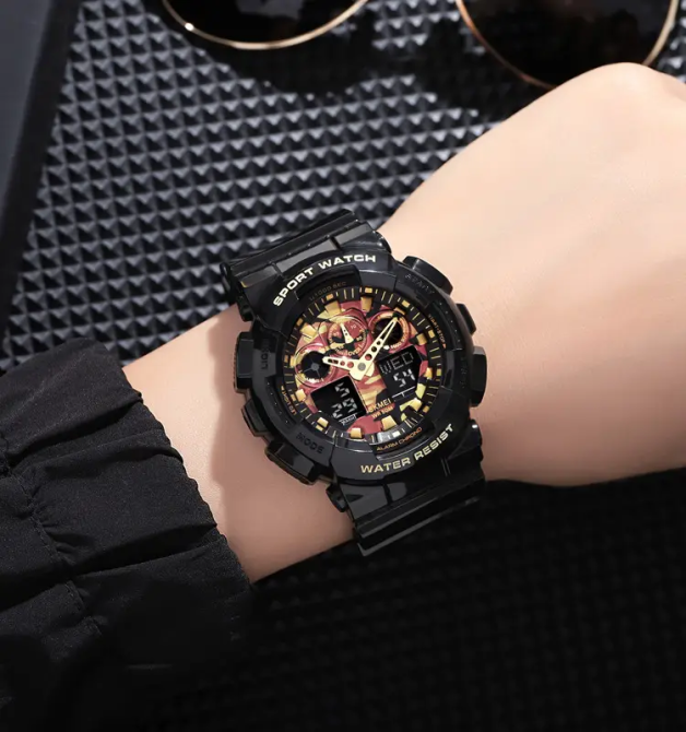 Годинник чоловічий наручний Skmei 1832 (Чорний з золотом та червоним) Київ - фото 5