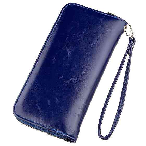 Кошелек женский на одну молнию из экокожи гладкий KIVI 19036 Синий Киев
