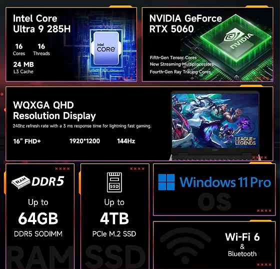 HP OMEN Slim - 144Hz • Intel Core Ultra 9 285H • 64GB • RTX 5060 • 2TB. Харьков