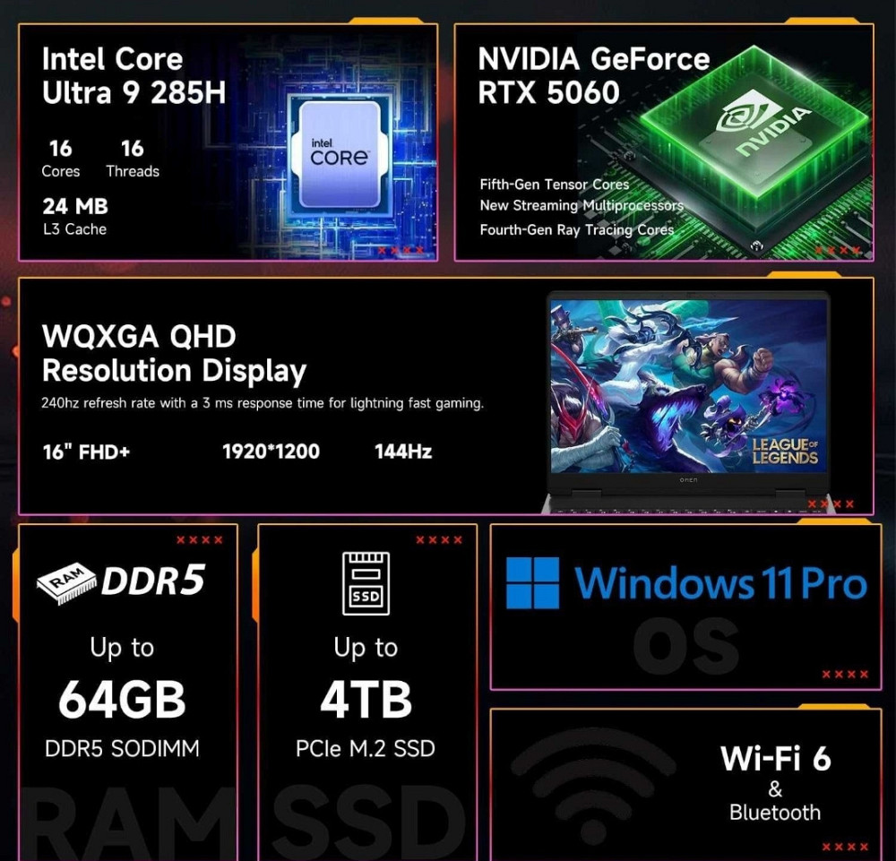 HP OMEN Slim - 144Hz • Intel Core Ultra 9 285H • 64GB • RTX 5060 • 2TB. Харків - фото 5