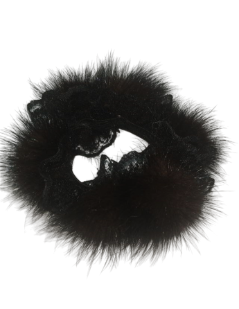 Гумка хутряна для волосся норкова Темно-шоколадний Харків