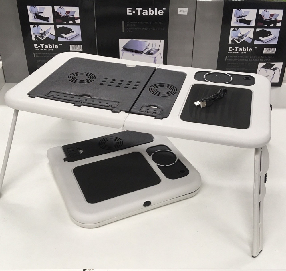 Портативний столик для ноутбука з охолодженням 2 USB кулерами E-Table LD-09 (10) Одеса - фото 1