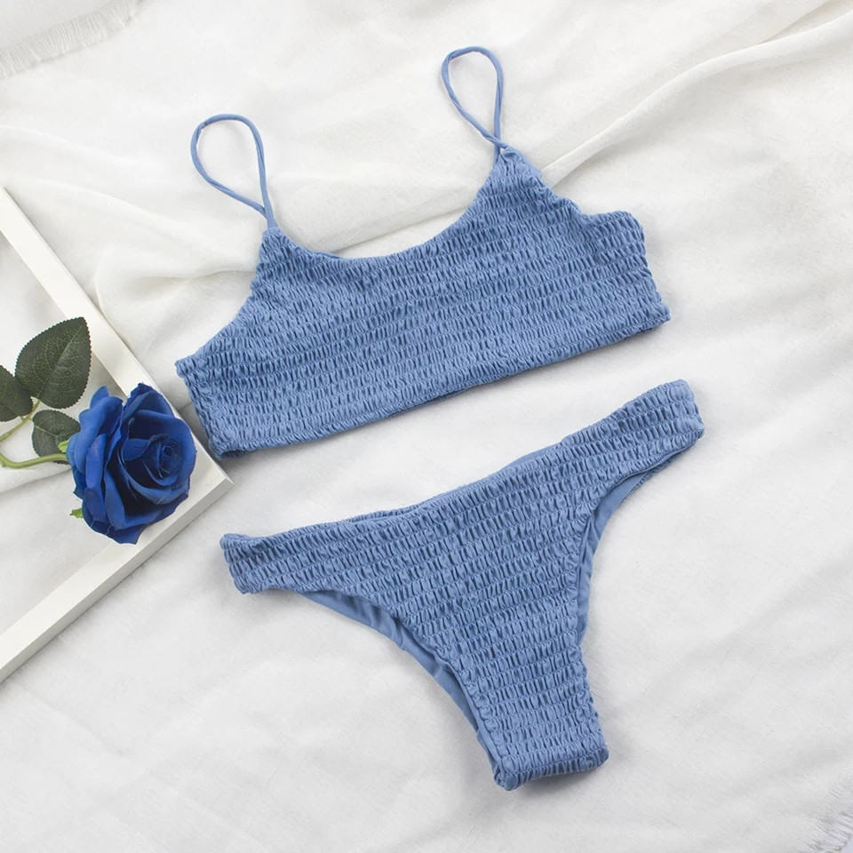 Купальник жатка женский раздельный S голубой Киев - изображение 2