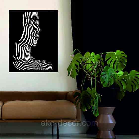 Декоративное настенное Панно «Силуэт женщины», Декор на стену 70*53 см, Черный Киев