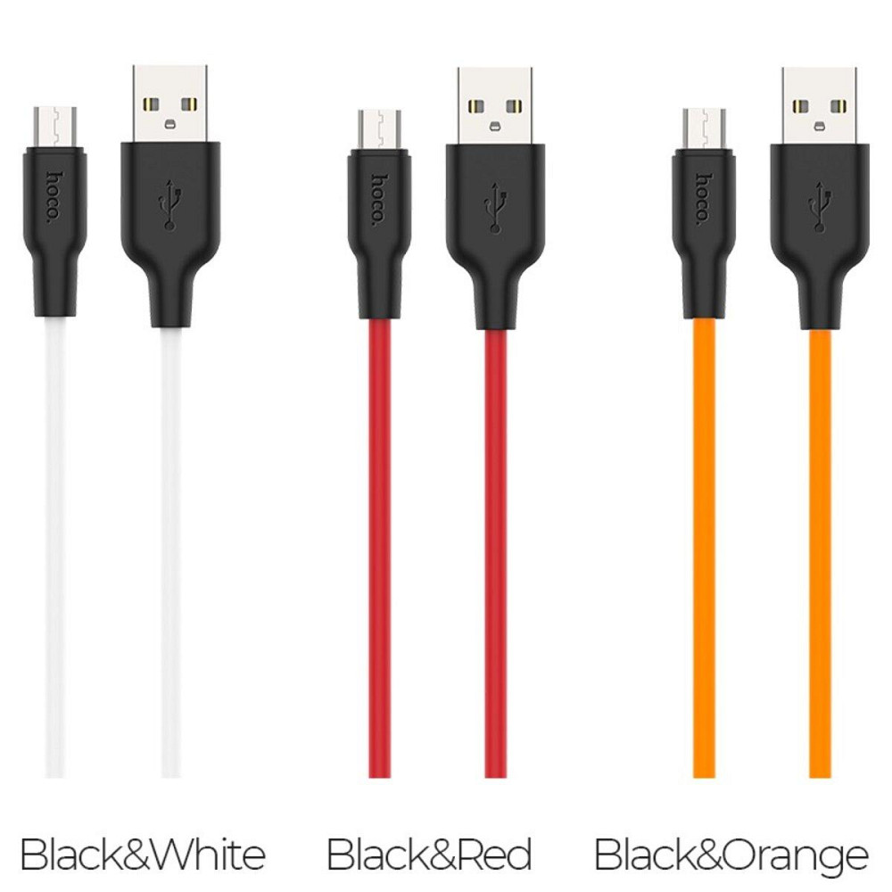 Кабель HOCO X21 Plus USB - Micro 2.4A, 1m, силіконовий, силіконові конектори, колір чорний+White 6931474711861 Одеса - фото 3