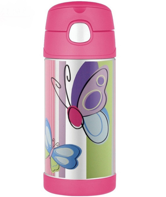 Дитяча Термофляга з трубочкою для напоїв 355 мл Thermos "FUNTAINER" (12001B) Нержавіюча сталь Нововолинськ - фото 1