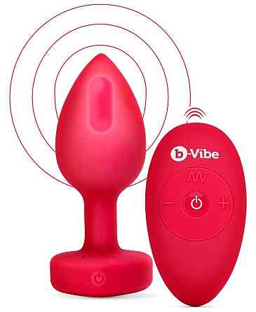 Анальная пробка с вибрацией и пультом управления B-Vibe Vibrating Heart Plug M/L Red Sex Aura Киев