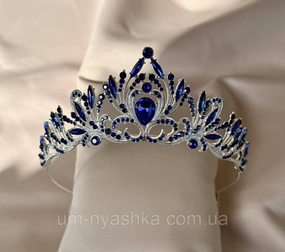 Диадема на обруче Корона синяя с камнями Кривой Рог - изображение 1