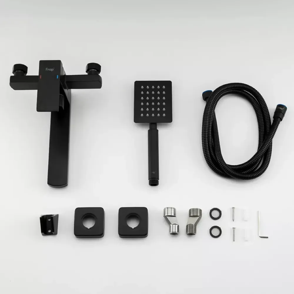 Смеситель для ванны с душевым гарнитуром Frap F32802-6 черный Киев - изображение 7