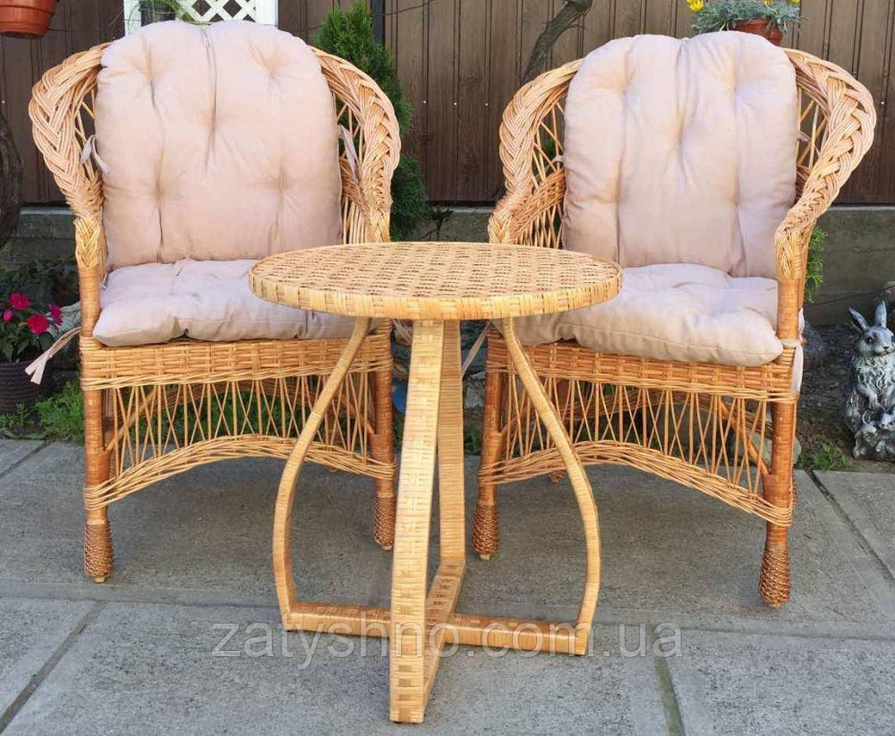 Меблі плетені з журнальним столом | меблі з лози з накидками меблі з лози плетені Київ - фото 5