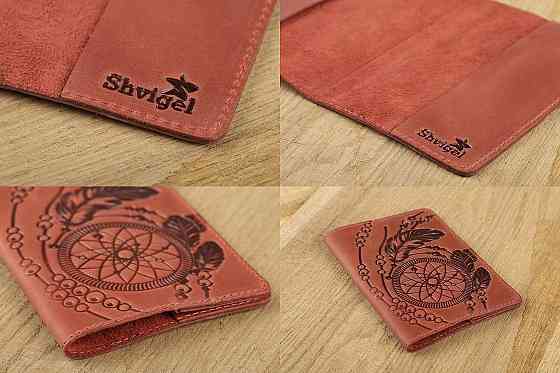 Эксклюзивная обложка для паспорта из винтажной кожи SHVIGEL 13792 Красная Киев