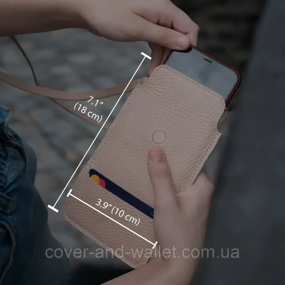 Жіноча міні-сумка для телефону з ремінцем пудрового кольору Grande Pelle 700743 Київ - фото 2